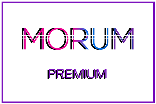 Logotipo de "MORUM PREMIUM" con letras en colores vibrantes.